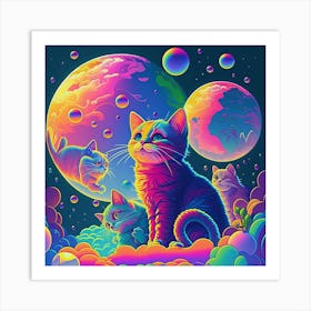 Psychedelic Cats Art Print