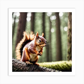 Red Squirrel In The Forest 19 Art Print