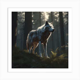 Wolf In The Woods 50 Art Print