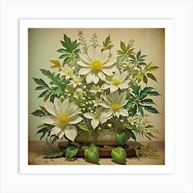 Vintage Flowers In A Vase Art Print