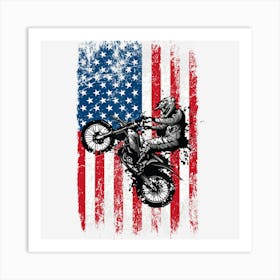 Trending Dirt Bike American Flag Motocross Biker 4th Of Art Print