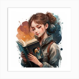 Girl Reading A Book 2 Art Print