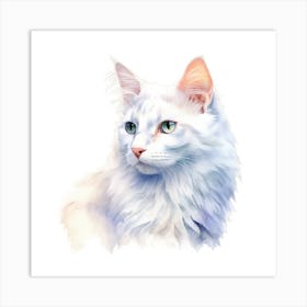 Turkish Angora Cat Portrait 2 Art Print