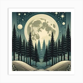 Moon In The Woods Art Print