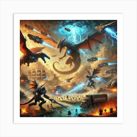 An Epic Battle Scene In The Skies As The Skybreak Converted Art Print