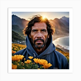 Man in Flowers Art Print