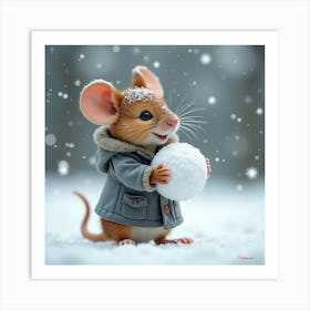 Mouse In The Snow 1 Art Print