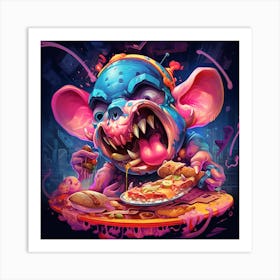 Rat Eats Pizza Art Print