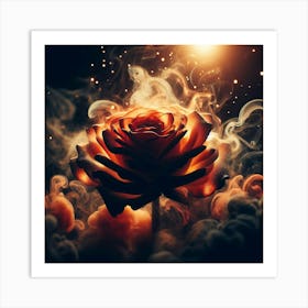 Rose With Smoke And Stars Art Print