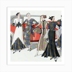 Group Of Women In Dresses Art Print