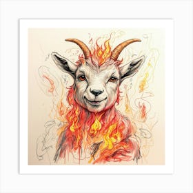 Goat On Fire 68 Art Print