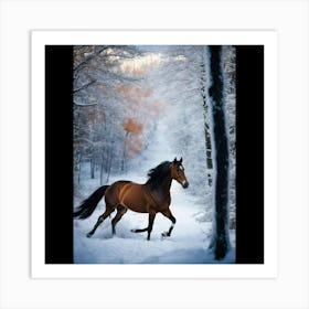Horse In The Snow 1 Art Print