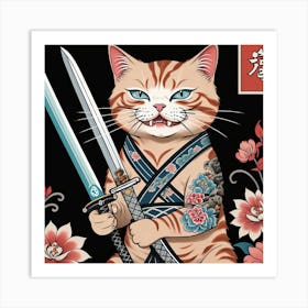 Samurai Cat Poster