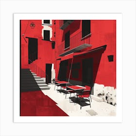 Red Building Canvas Print Art Print