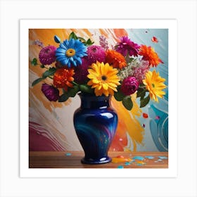 Colorful Flowers In A Vase 15 Art Print