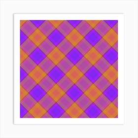 Purple And Orange Plaid Art Print