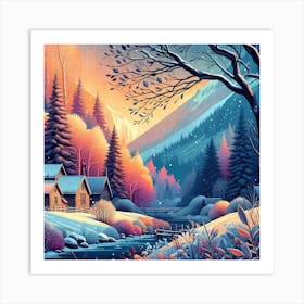 Winter Landscape Painting 6 Art Print