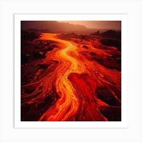 Firefly Volcanic, Magma, Flow, Illustration, Molten, Lava, Heat, Fiery, Color Palette, Orange, Red, (2) Art Print