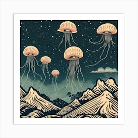 Jellyfish In The Sky Art Print