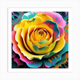 Abstract painting of a magical organic rose 4 Art Print