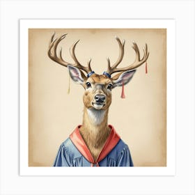 Graduation Deer 3 Art Print