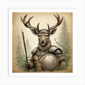 Deer In Armor 4 Art Print