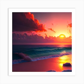 Sunset On The Beach 1 Art Print