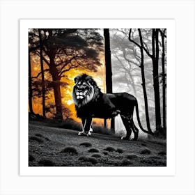 Lion In The Forest 31 Art Print