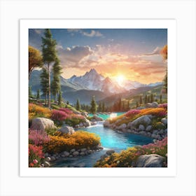 'Sunset In The Mountains' Art Print