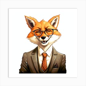 Fox In Business Suit Art Print