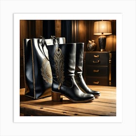 Black Boots And Bag Art Print