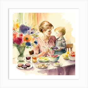 Mothers Day Watercolor Wall Art (8) Art Print