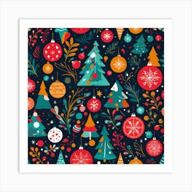 Christmas Seamless Pattern 8 Art Print