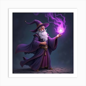 A Wizard Casting A Spell With Glowing Purple Energy 1 Art Print