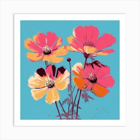 Andy Warhol Style Pop Art Flowers Cosmos 2 Square Art Print