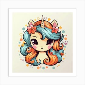 Unicorn With Rainbow Mane 59 Art Print