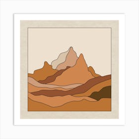Colorblock Mountain Peaks Square Art Print