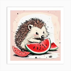 Hedgehog Eating Watermelon 3 Poster