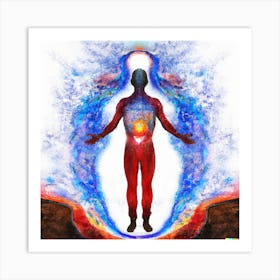 5 Elements Fire, Water, Air, Earth, Space Elements Inside A Human Painting Art Print