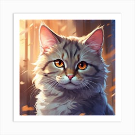 Cat With Orange Eyes Art Print