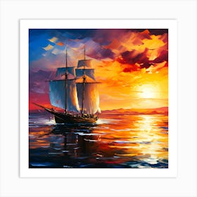 Sailing Into Sunset A Coastal Journey Art Print