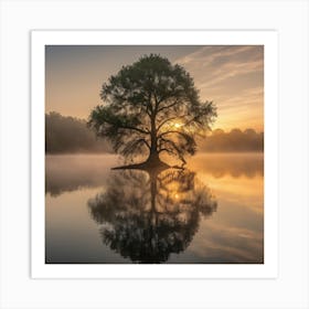 Lone Tree At Sunrise Art Print