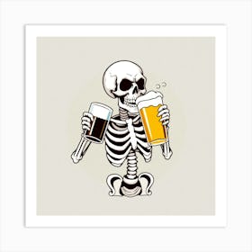 Skeleton Drinking Beer 3 Art Print