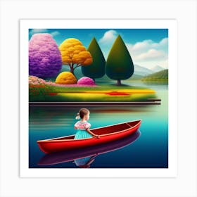 Little Girl In A Canoe Art Print