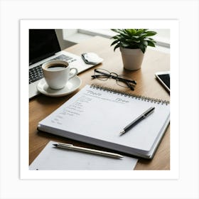 Notebook On A Desk 1 Art Print