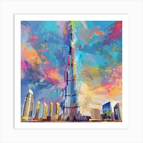 Burj Khalifa Oil Painting 2 Art Print