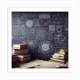 Chalkboard With Books Art Print