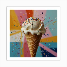 Ice Cream Cone With Sprinkles Art Print