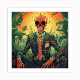 Skeleton In The Jungle Art Print