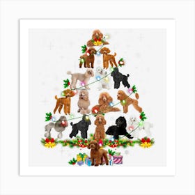 Poodle Christmas Tree Lights Funny Lover Dog Pajama Art Print